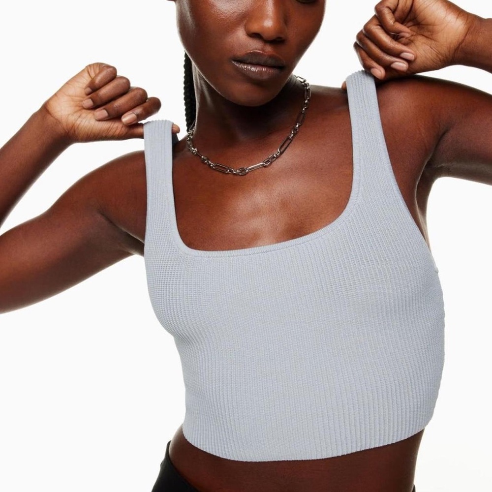 Babaton Sculpt Knit Square Neck Cropped Top Size Medium